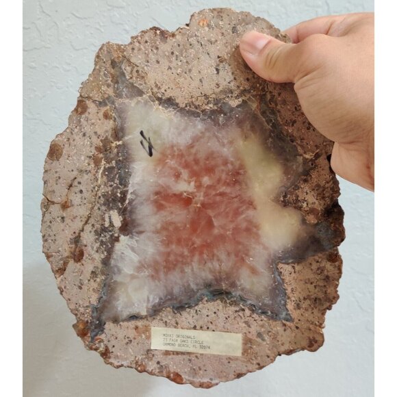 Hand Painted Agate Slab Art Of Irish Setter Dog Portrait 8.5x7" Signed - Picture 10 of 13